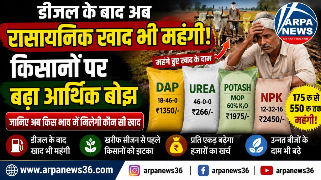 डीजल के बाद खाद महंगी, खरीफ से पहले किसानों को बड़ा झटका
