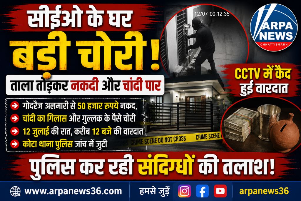सीईओ के सूने मकान में लाखों की चोरी, CCTV में कैद हुए बदमाश