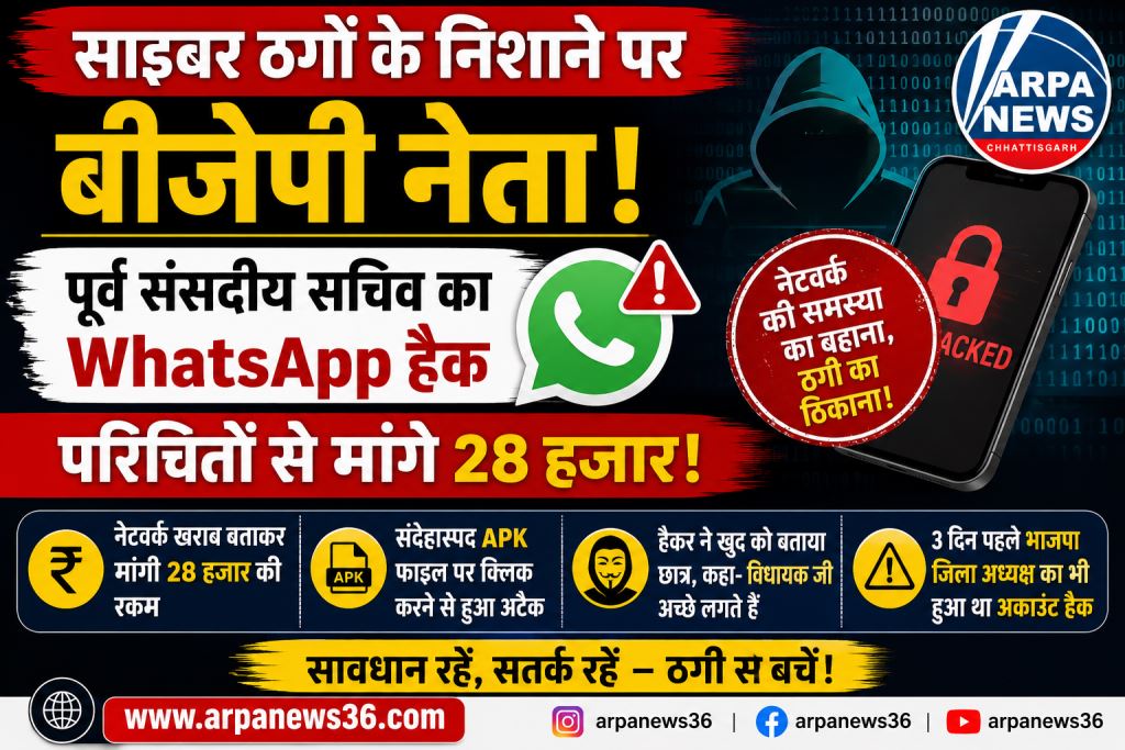 बीजेपी नेता का WhatsApp हैक, परिचितों से 28 हजार मांगकर साइबर ठगी की कोशिश