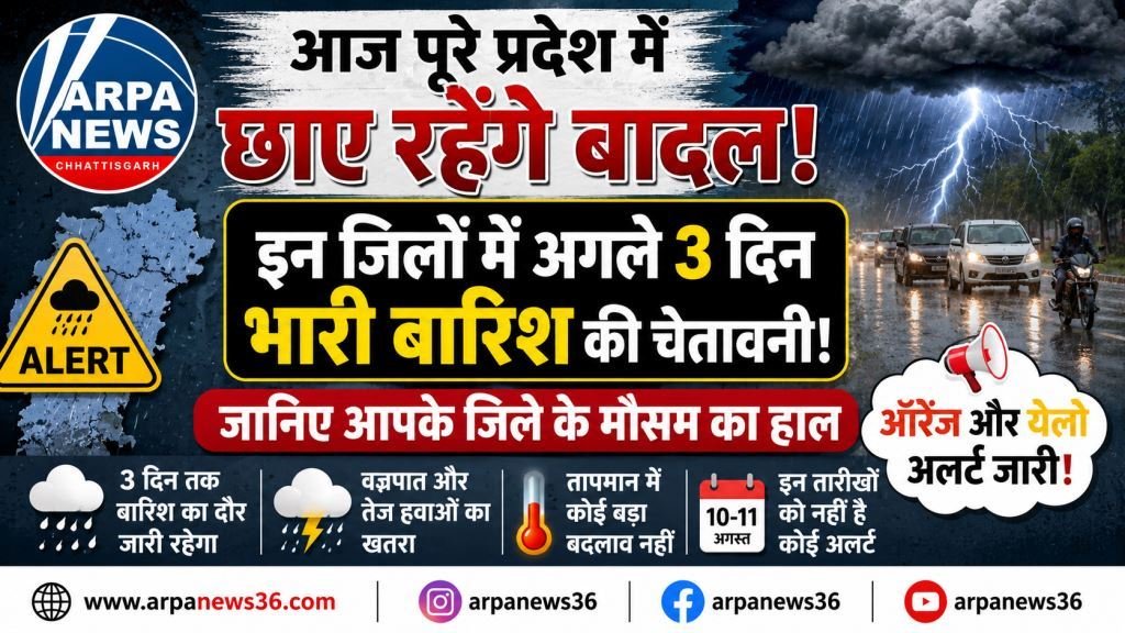 प्रदेश में फिर सक्रिय हुआ मानसून, तीन दिन भारी बारिश और वज्रपात का अलर्ट