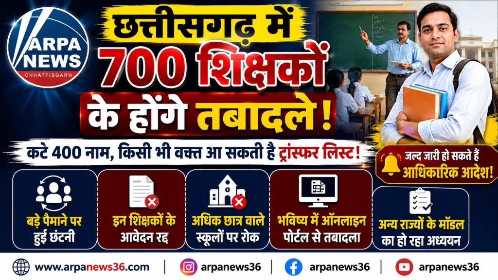 छत्तीसगढ़ में 700 शिक्षकों के तबादले तय, अंतिम सूची कभी भी हो सकती जारी